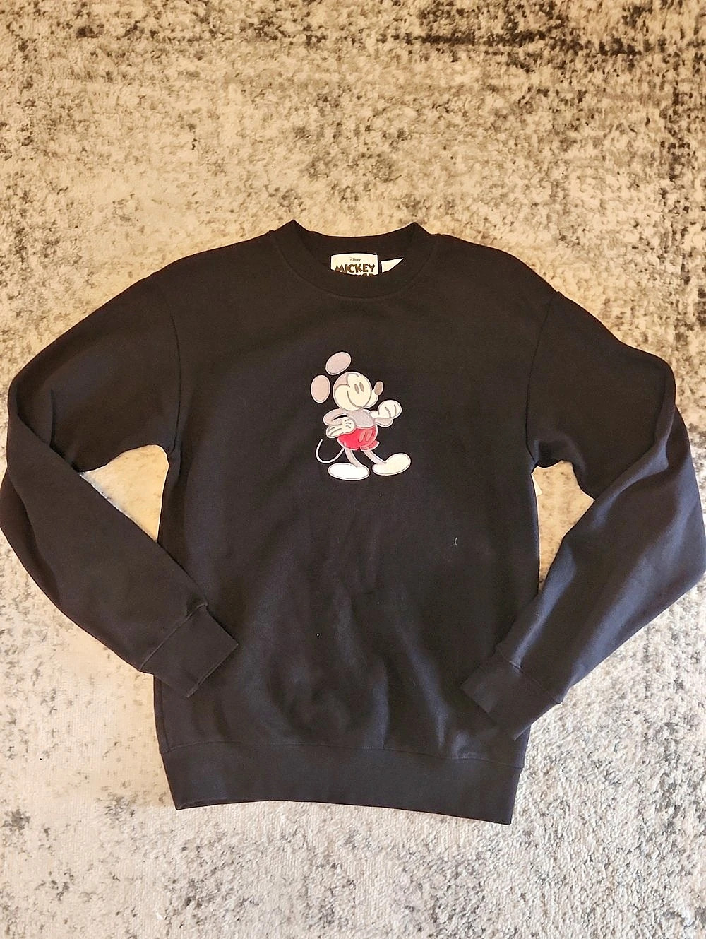 Disney Mickey Mouse Embroidered Sweatshirt in Black NWT